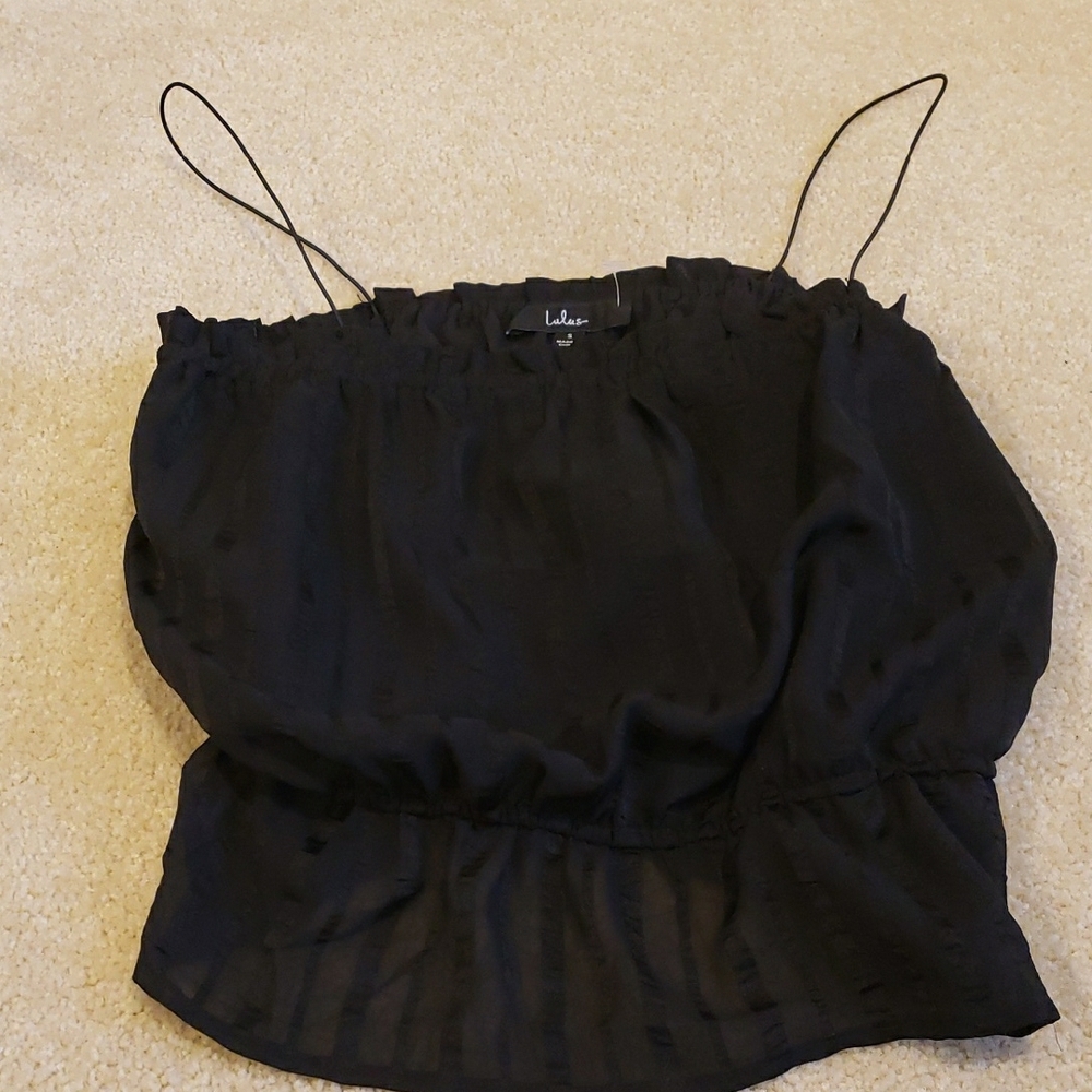 Lulu's Black Smocked Camisole Top
